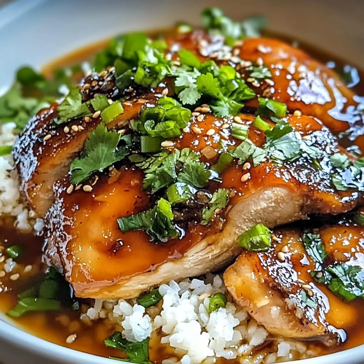 Karamellisierte Sojasoße-Hähnchen mit Knoblauch Ingwer