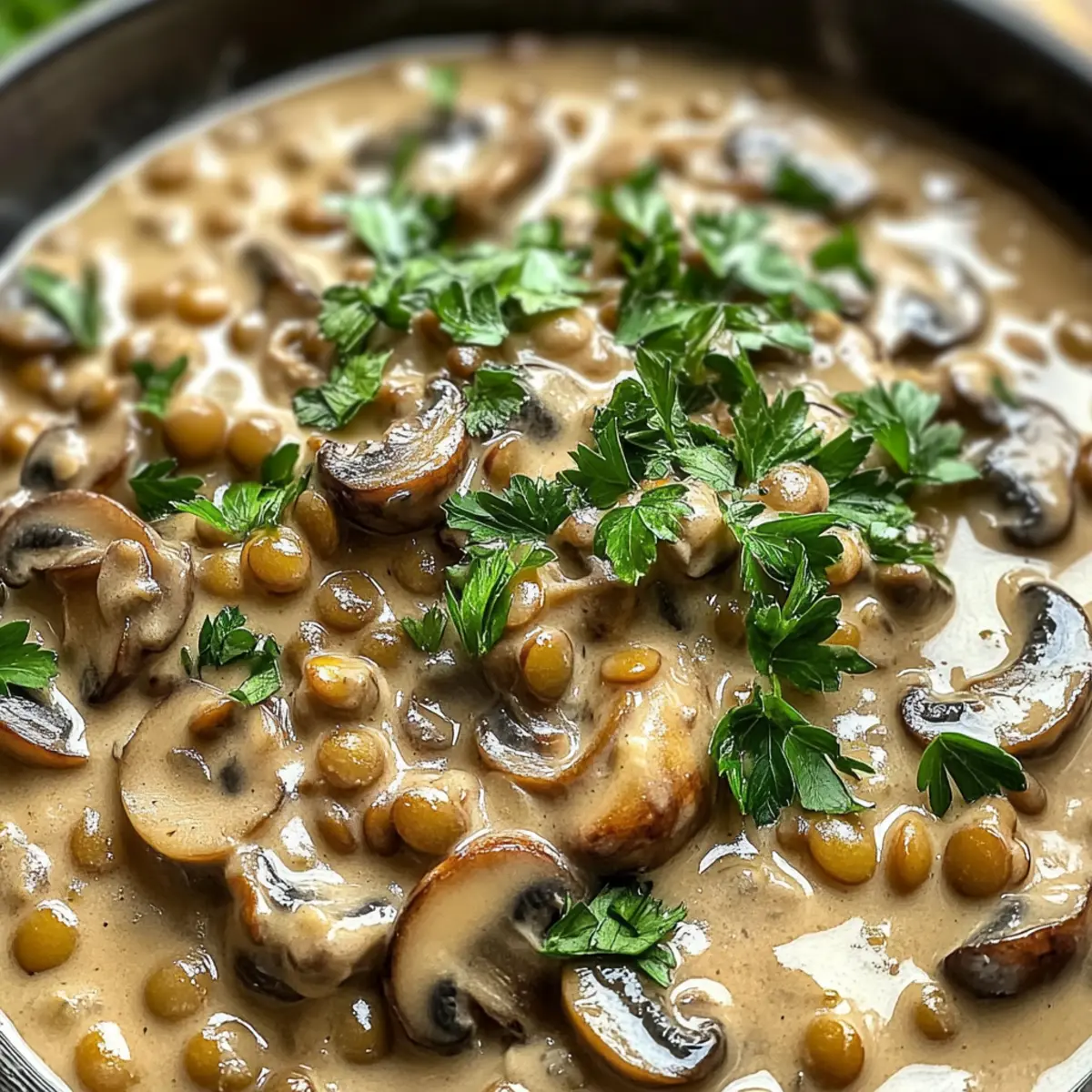 Linsen- und Pilz-Stroganoff