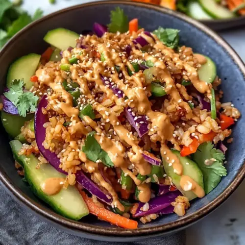 Reissalat mit Erdnuss-Sesam-Dressing