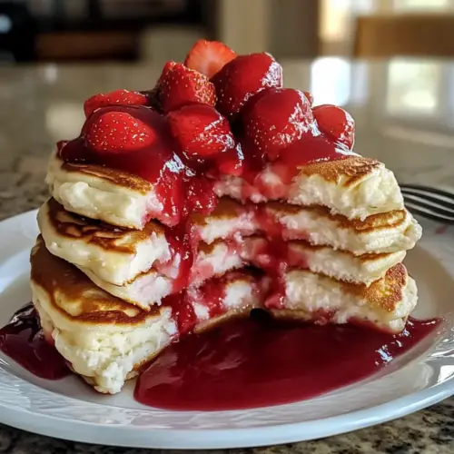 Erdbeer-Käsekuchen-Pfannkuchen