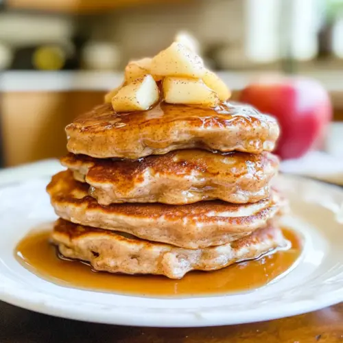 Apfelkuchen-Pfannkuchen mit Vanille-Ahornsirup