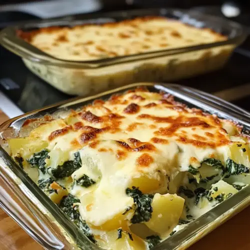Spinat- und Kartoffelauflauf