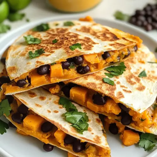 Süßkartoffel schwarze Bohnen Quesadillas