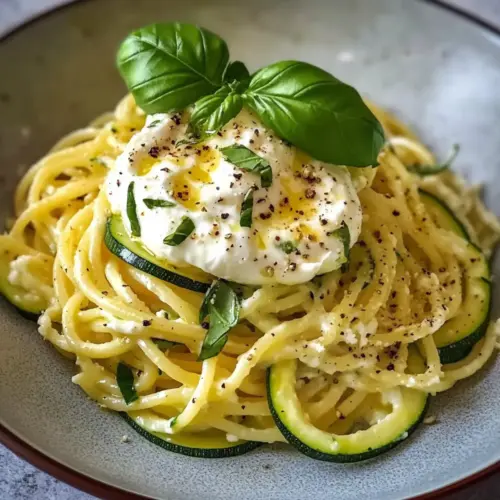 Zitronen Zucchini Pasta mit Burrata