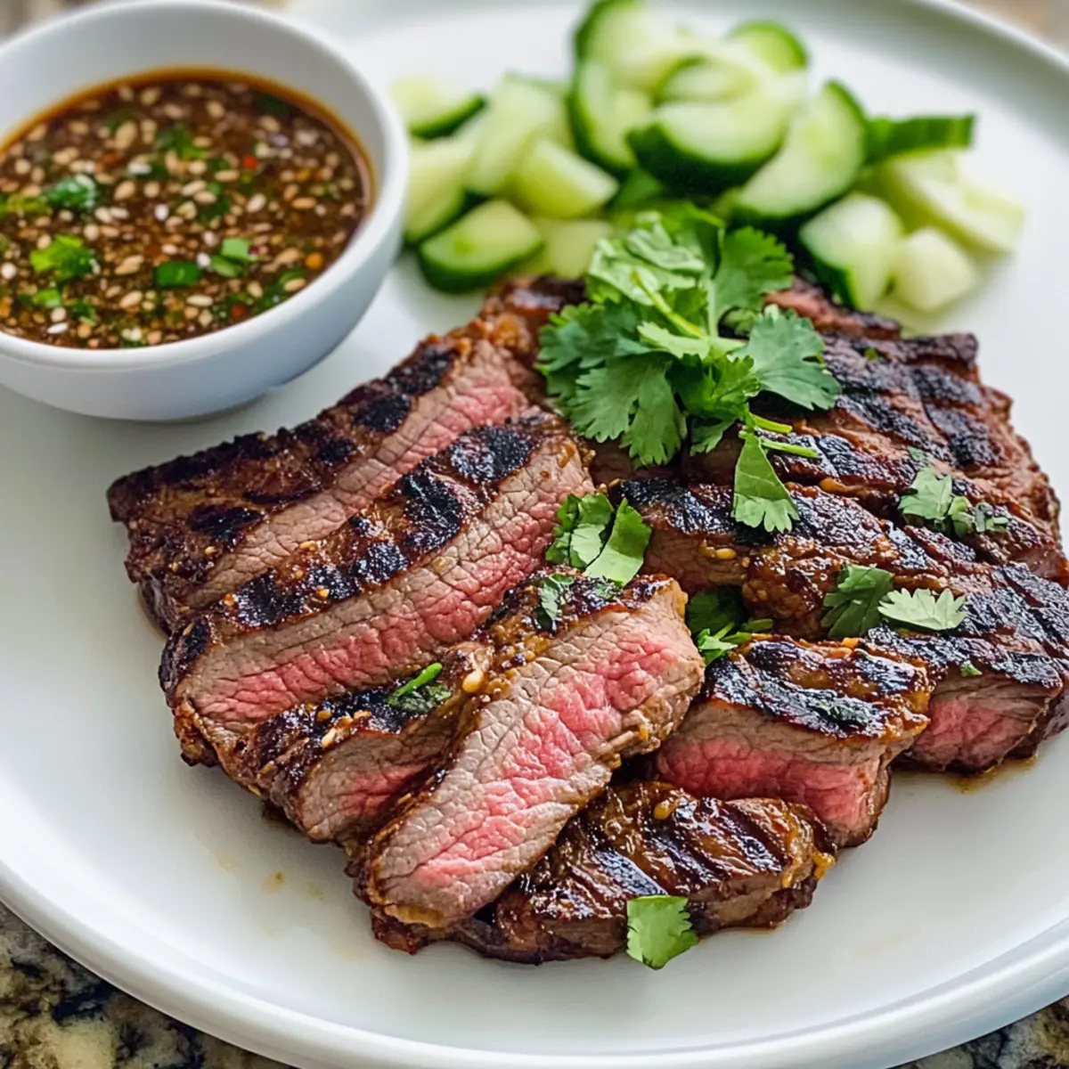 Weinender Tiger Rindfleisch mit Nam Jim Jaew Sauce