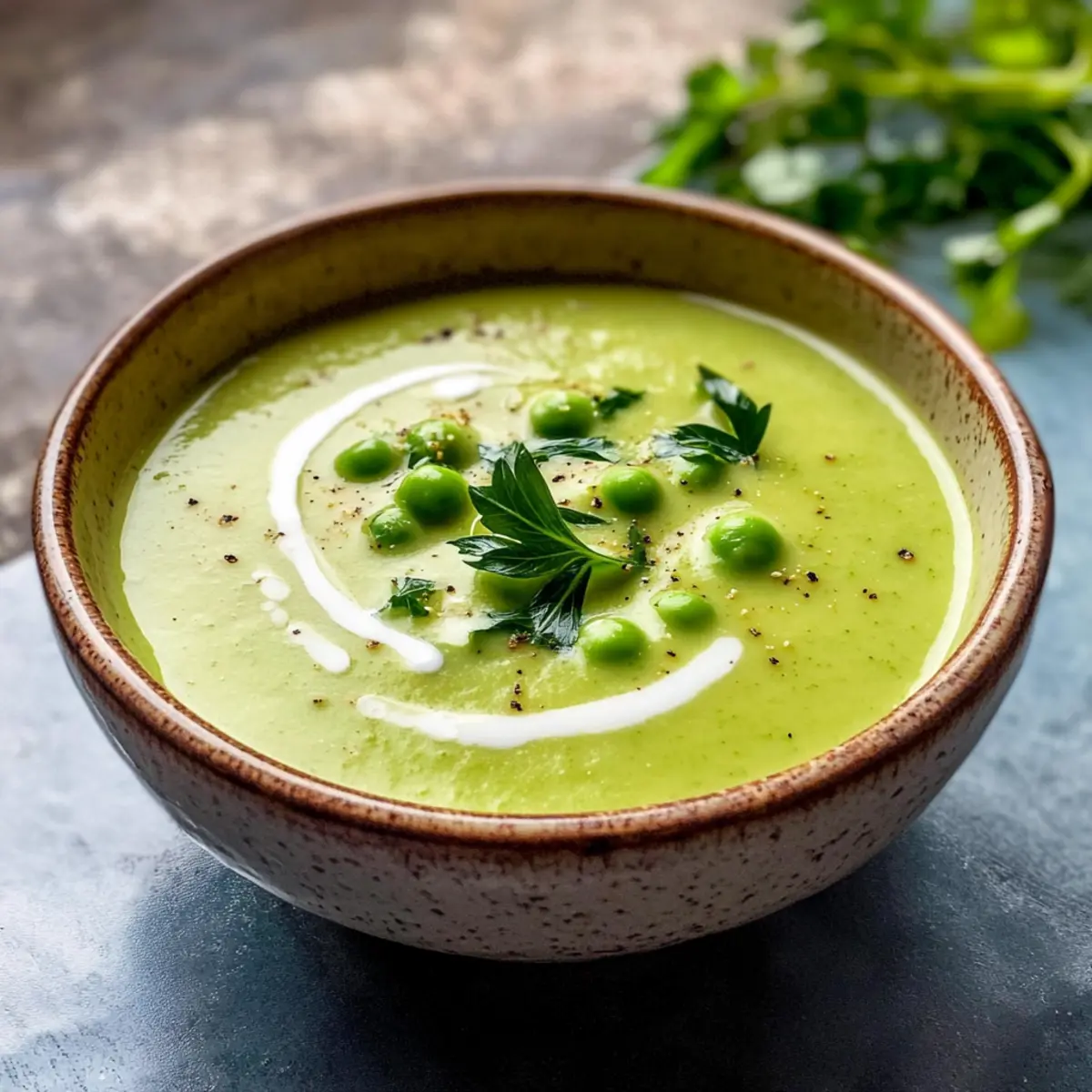 Fenchelsuppe mit Erbsen und Zitrone