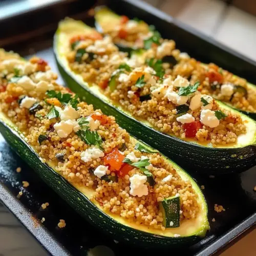 Gefüllte Zucchinis mit Couscous und Feta