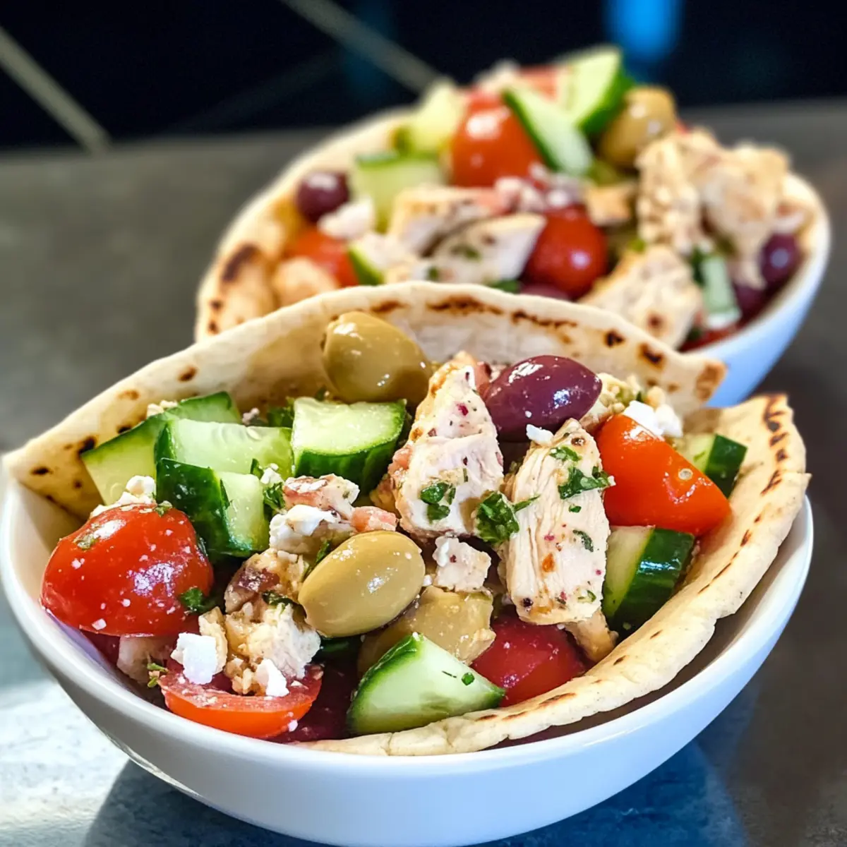 Griechische Hähnchensalat-Pitas