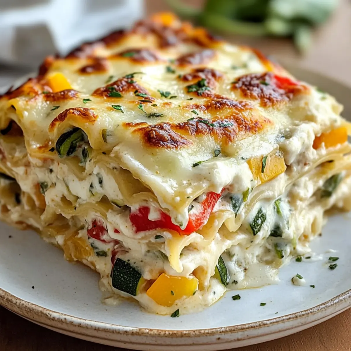 Beladene Gemüse-Weißlasagne