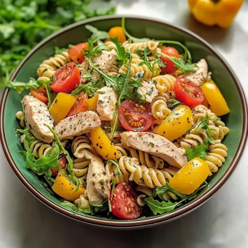 Proteinreicher Hähnchen-Pasta-Salat