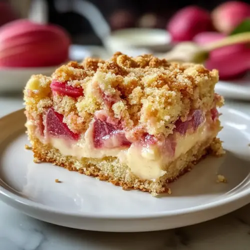 Rhabarberkuchen mit Vanillepudding