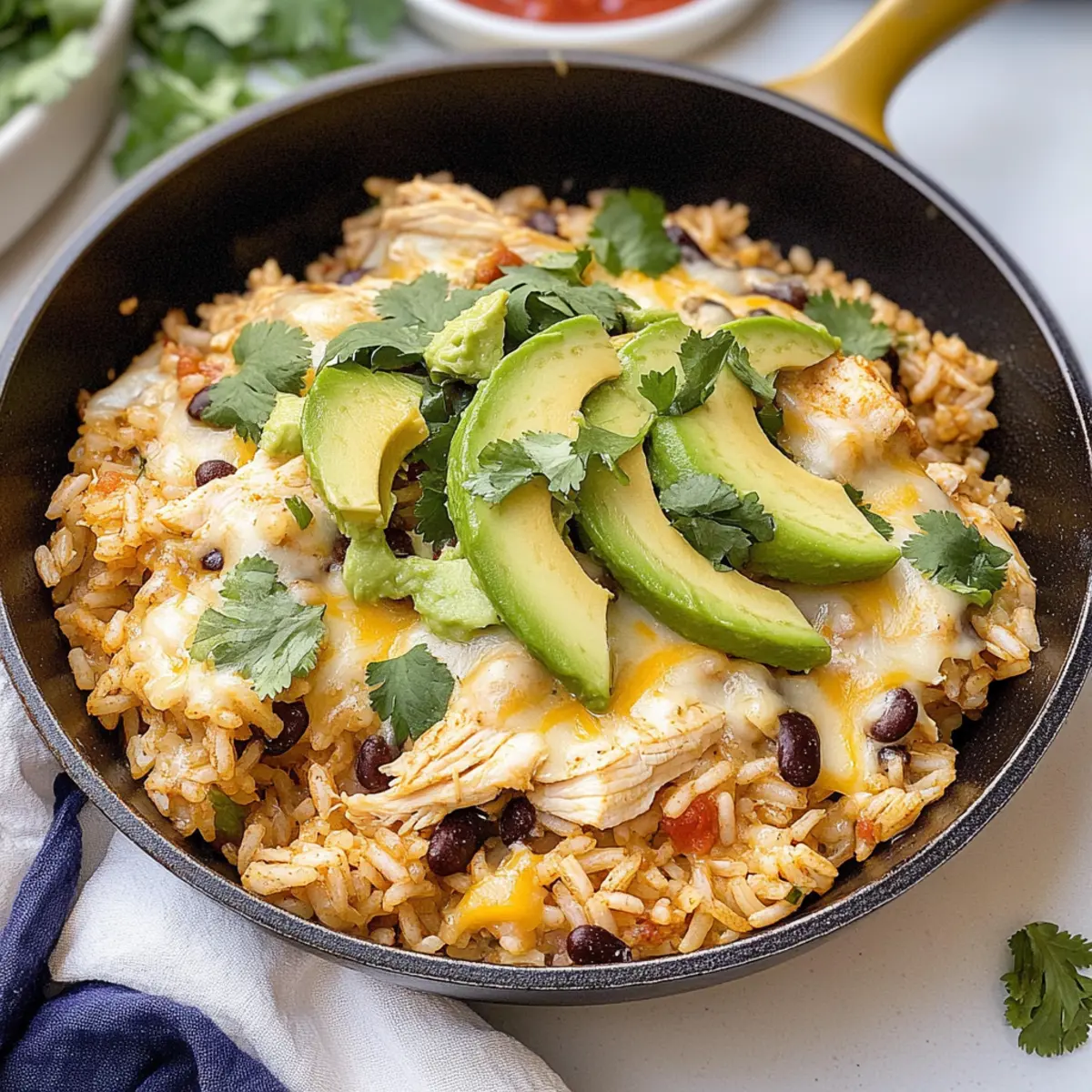 Salsa Verde Hähnchen & Reis Pfanne