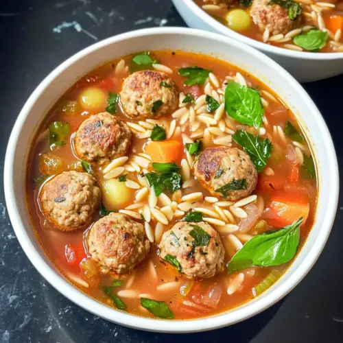 Langsamkocher Mediterrane Suppe mit Truthahnfrikadellen