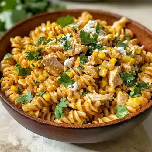 Mexikanischer Straßenmais Hühnchen Nudelsalat