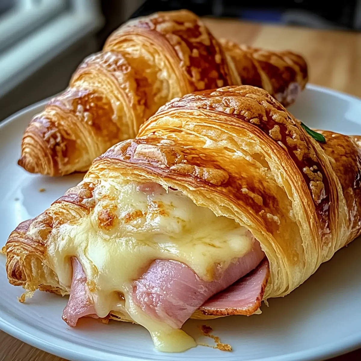 Gebratene Schinken- und Käse-Croissants