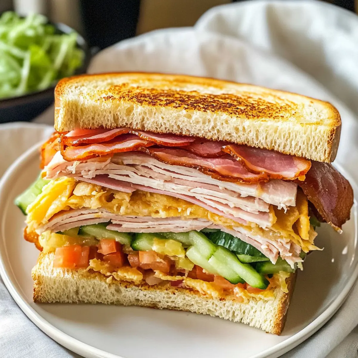 Club-Sandwich-Rezept Zutaten: - 3 Scheiben Toastbrot - 2 Scheiben Hähnchenbrust - 2 Scheiben Speck - 2 Scheiben Käse - 1 Tomate, in Scheiben - 1 Blatt Salat - Mayonnaise - Senf - Salz und Pfeffer nach Geschmack Anleitung: 1. Toastbrot rösten. 2. Zuerst eine Scheibe Toast mit Mayonnaise bestreichen. 3. Eine Scheibe Hähnchenbrust darauflegen. 4. Mit Salz und Pfeffer würzen. 5. Eine Scheibe Käse und eine Scheibe Tomate darauflegen. 6. Salatblatt hinzufügen. 7. Die zweite Scheibe Toast auflegen und mit Mayonnaise bestreichen. 8. Die zweite Hähnchenbrustscheibe darauflegen. 9. Eine weitere Scheibe Käse und die Speckscheiben darauflegen. 10. Die letzte Toastscheibe auflegen. 11. Sandwichtoast diagonal schneiden und servieren.