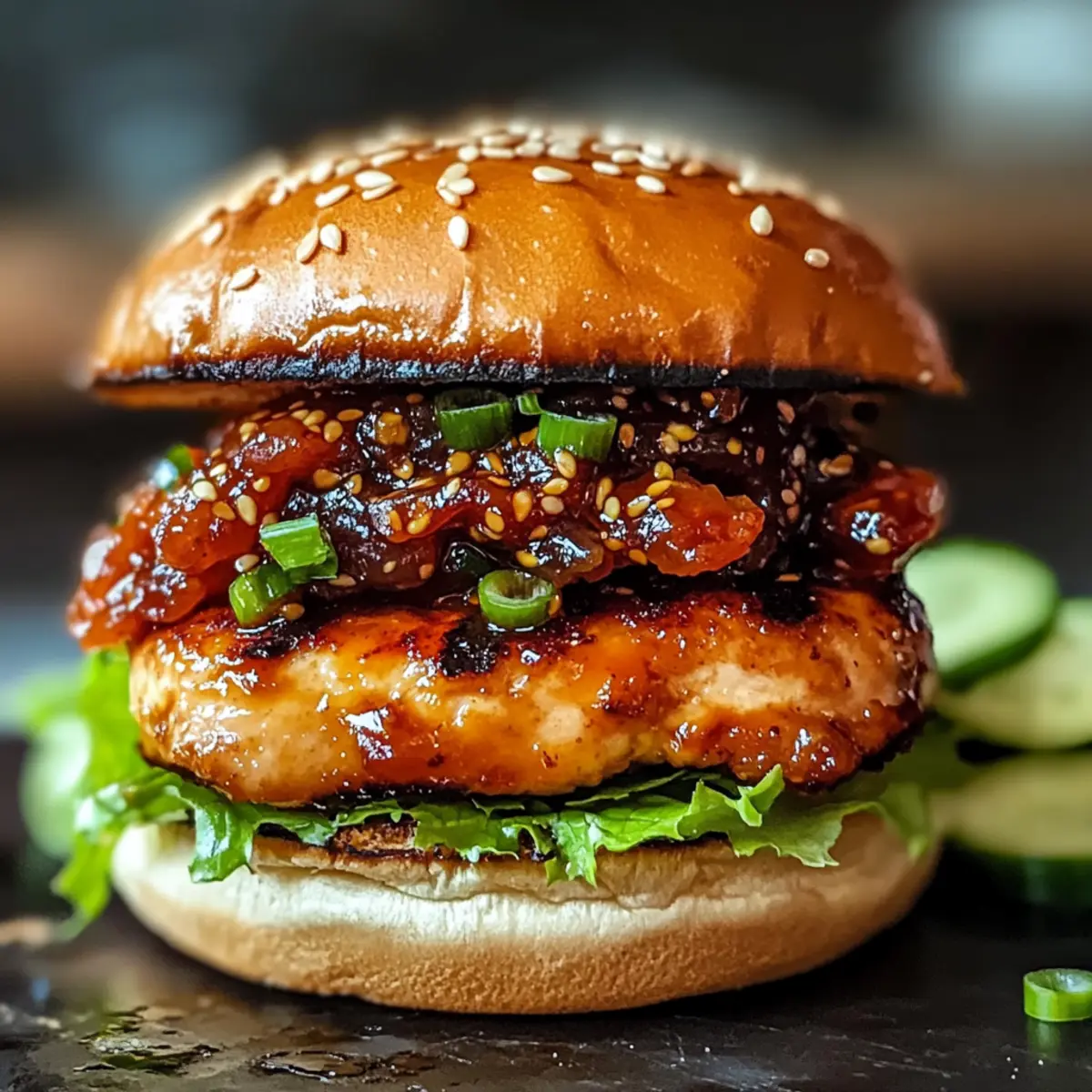 Gochujang Hühnchenburger mit Kimchi Speckmarmelade Glück