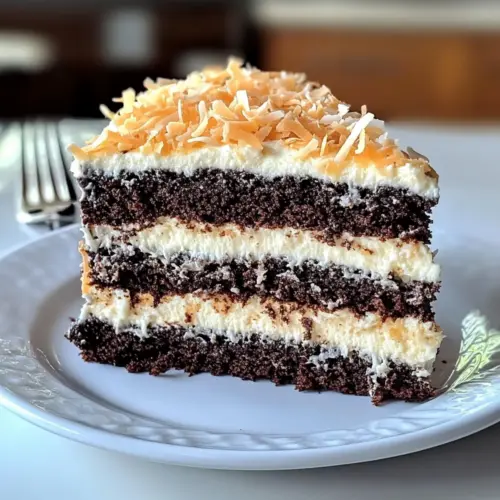 Feuchter Schichtkuchen mit Kokosnuss und Schokolade Freude