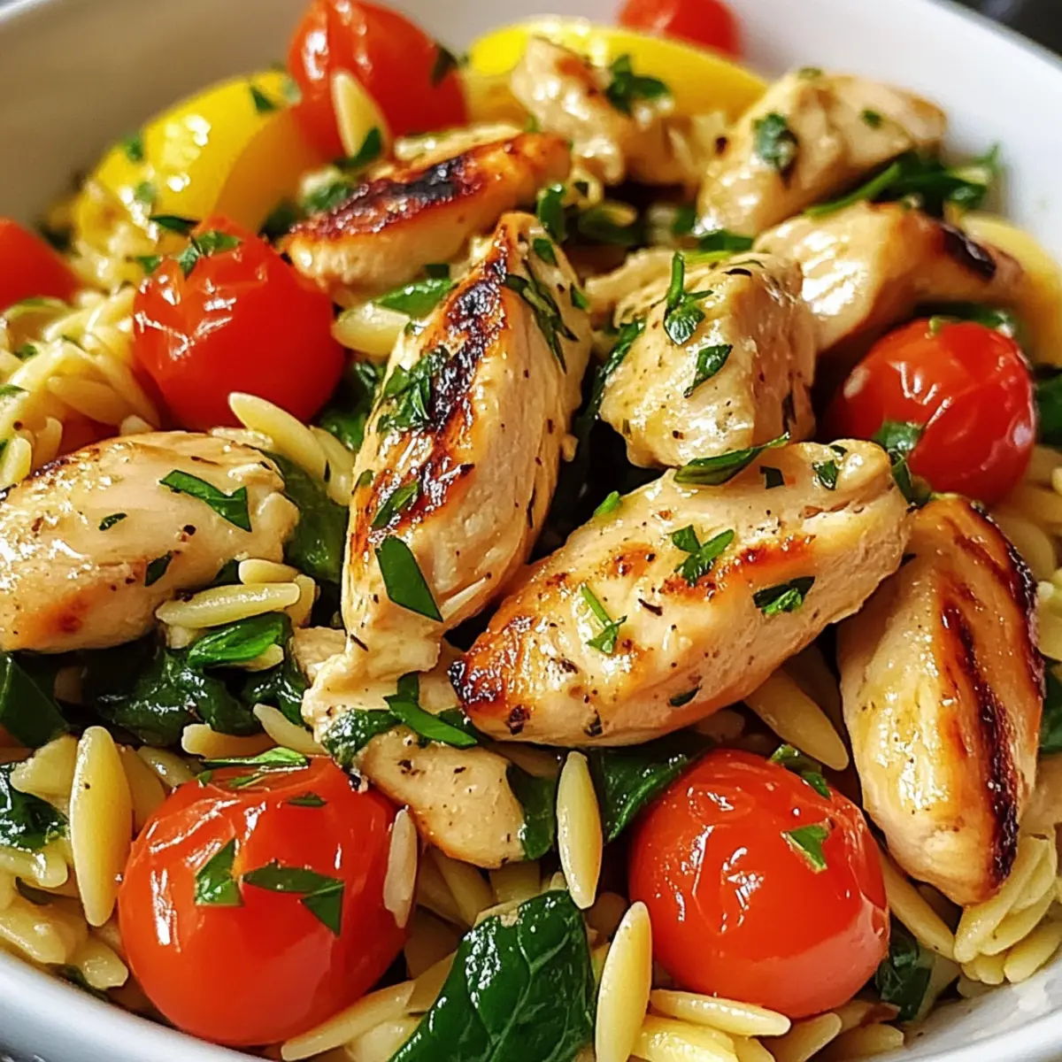 Herzhafter Mahlzeit Vorbereitungs Knoblauch Zitrone Hähnchen Orzo Rezept