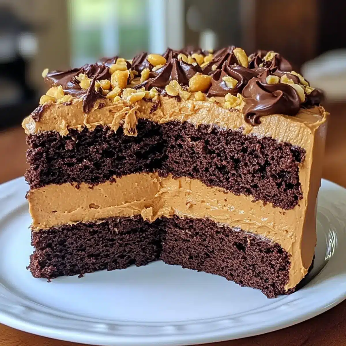 Samtige Schokoladen-Erdnussbutter-Schichttorte Freude