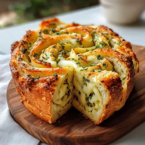 Leckeres gewickeltes Knoblauch-Kräuter- und Käsebrot Rezept